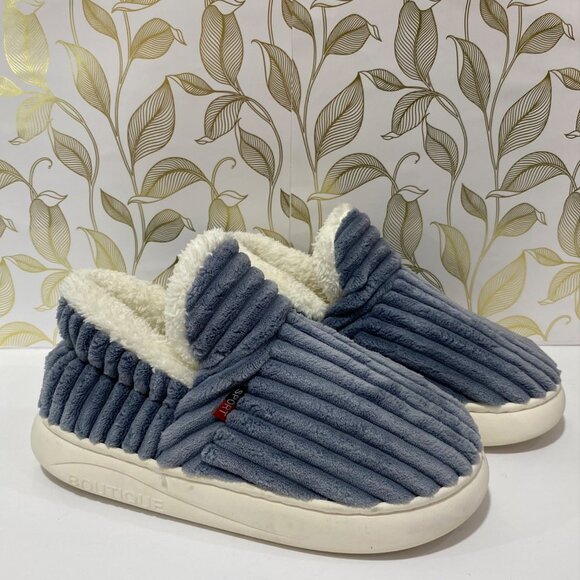 Boutique Shoes - Cozy Plush Lined Slip-On Slippers With Ribbed Design & Durable Rubber Sole NWOT